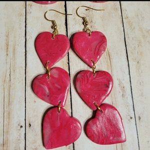 Translucent and Rose colored heart earrings